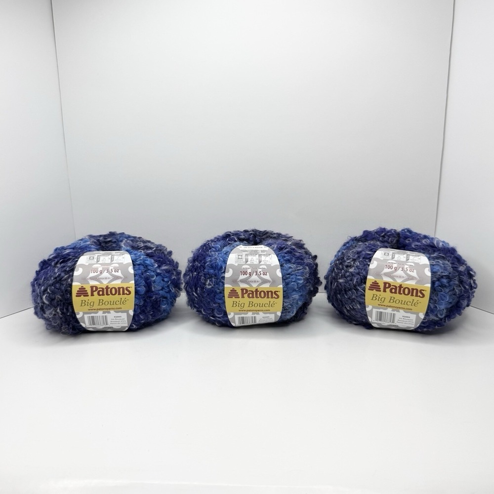 Patons Big Boucle Yarn Iris Bouquet Set of 3 Acrylic Mohair 72 yards each
